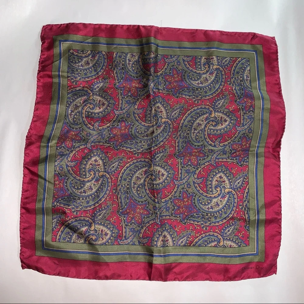 vintage CHRISTIAN DIOR MONSIEUR paisley SILK gavroche scarf